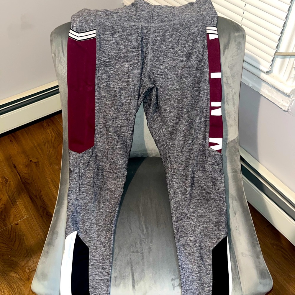 PINK VS gray and burgundy active leggings
